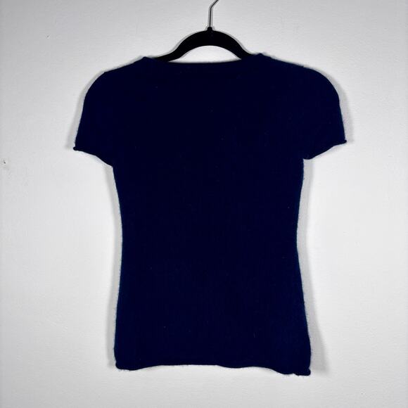 J. Crew Navy Blue Cashmere T-Shirt Sweater Short Sleeve Size XS Pre-Loved - Picture 10 of 14